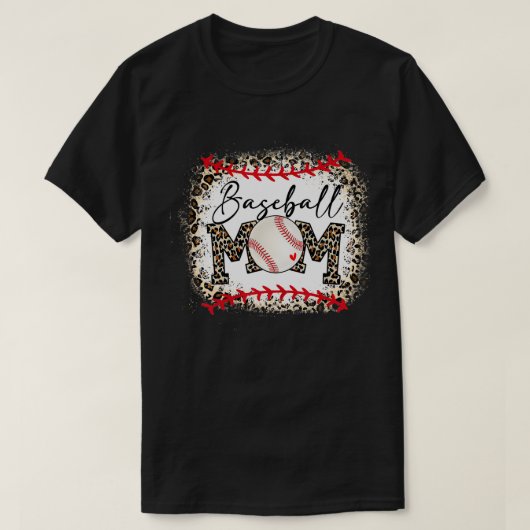 T-shirt Baseball Maman Leopard Funny Softball Maman Mères  (Design devant)