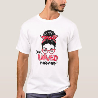 T-shirt Baseball Maman Saint Valentin Messy Bun One Loved 