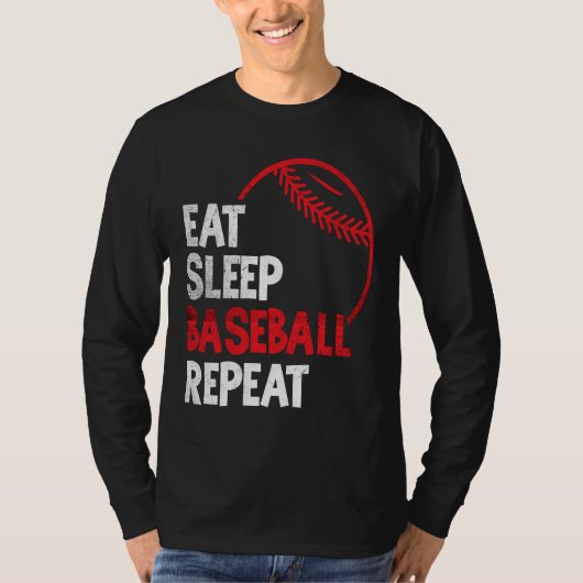 T-shirt Baseball Mange Sleep Baseball Répéter Le Ventilate (Devant)