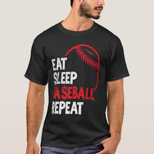 T-shirt Baseball Mange Sleep Baseball Répéter Le Ventilate (Devant)