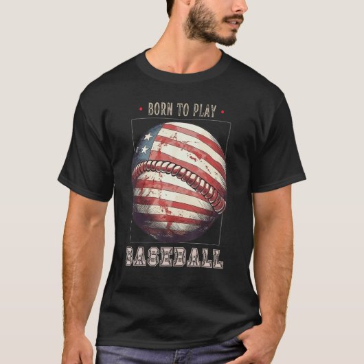 T-shirt Baseball Merica Patriotic 4th July American Flag (Devant)