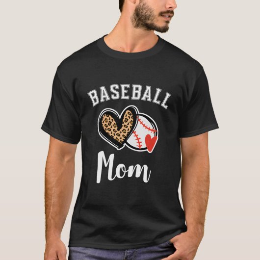 T-shirt Baseball Mom Leopard He (Devant)