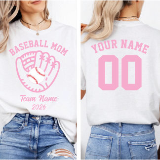 T-shirt Baseball Mom Team Custom Name Number 