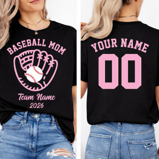 T-shirt Baseball Mom Team Custom Name Number 