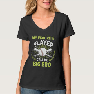 T-shirt Baseball Mon Joueur favori Appelez-Moi Big Bro Vin