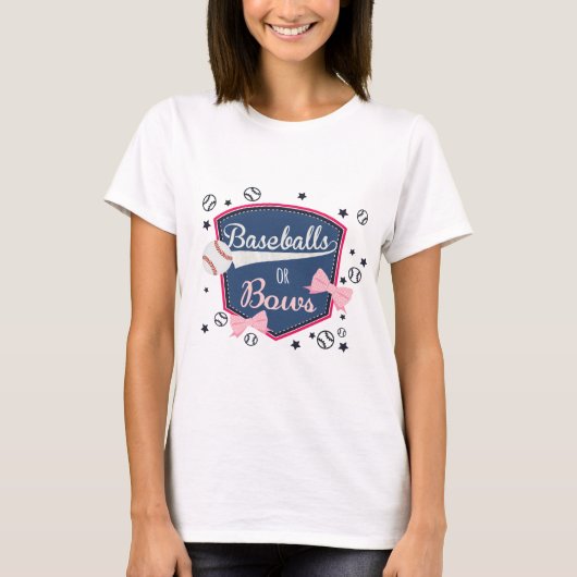 T-shirt Baseball ou bows Genre Reveal (Devant)