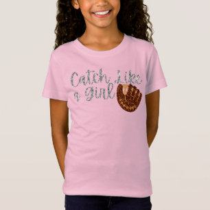 T-Shirt Baseball Paillette Comme une Fille