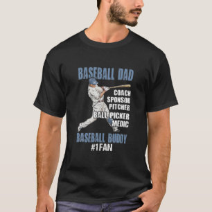 T-shirt Baseball Papa Baseball Buddy No 1 Fan