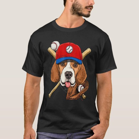 T-shirt Baseball Player Coaches Beagle Dog  Pitcher Catche (Devant)