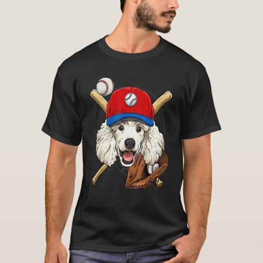 T-shirt Baseball Player Coaches Poodle Dog Catcher Pitche (Devant)