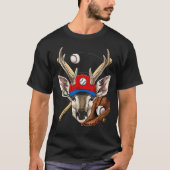 T-shirt Baseball Player Deer Pitcher Catcher Baseball Coac (Devant)