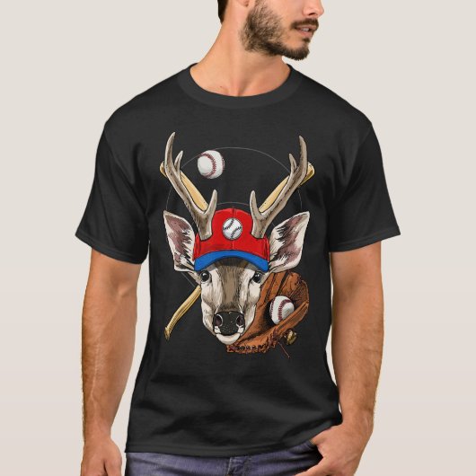 T-shirt Baseball Player Deer Pitcher Catcher Baseball Coac (Devant)