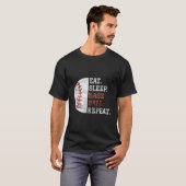 T-shirt Baseball Player Eat Sleep Baseball Repeat (Devant entier)