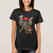 T-shirt Baseball Player Elephant Pitcher Catcher Baseball (Devant)