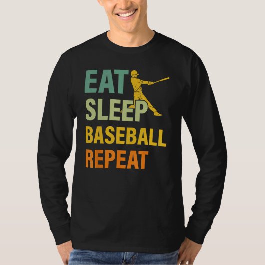 T-shirt Baseball Saying Eat Sleep Baseball Repeat (Devant)