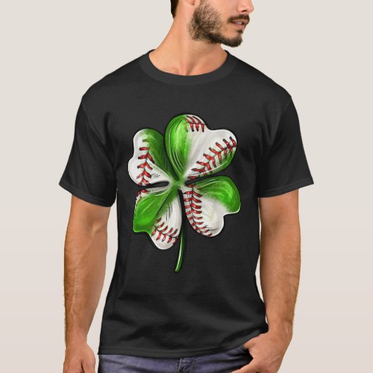 T-shirt Baseball Shamrock St Patrick's Day Clover With Bas (Devant)