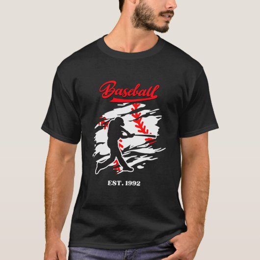 T-shirt Baseball Silhouette Graphic Design – EST. 1992 (Devant)