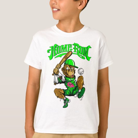T-shirt Baseball Singe Coup de Circuit (Devant)