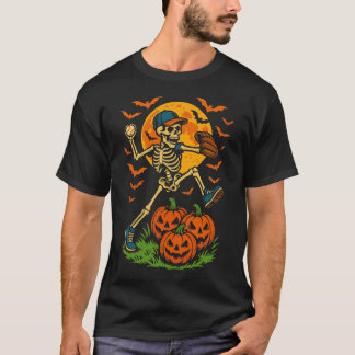 T-shirt Baseball Skeleton Halloween Hommes garçons Basebal