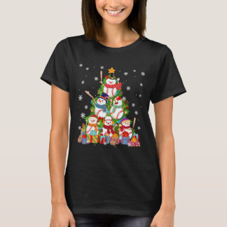 T-shirt Baseball Snowman Arbre de Noël Pitchers Catchers