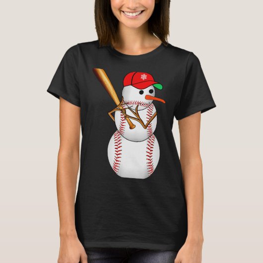 T-shirt Baseball Snowman Snow Christmas Xmas Men Women (Devant)