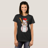 T-shirt Baseball Snowman Snow Christmas Xmas Men Women (Devant entier)