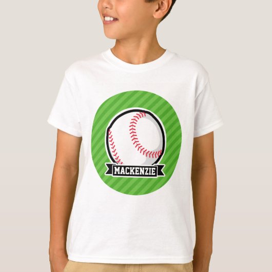 T-shirt Baseball, Softball, Green Stripes (Devant)