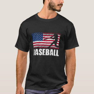 T-shirt Baseball Sports Retro Vintage Américain Drapeau US