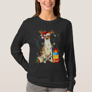 T-shirt Basenji Christmas Reindee Santa Hat Lights Chien X