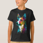 T-shirt Basenji - Graffiti Neon Enk Splash (Devant)