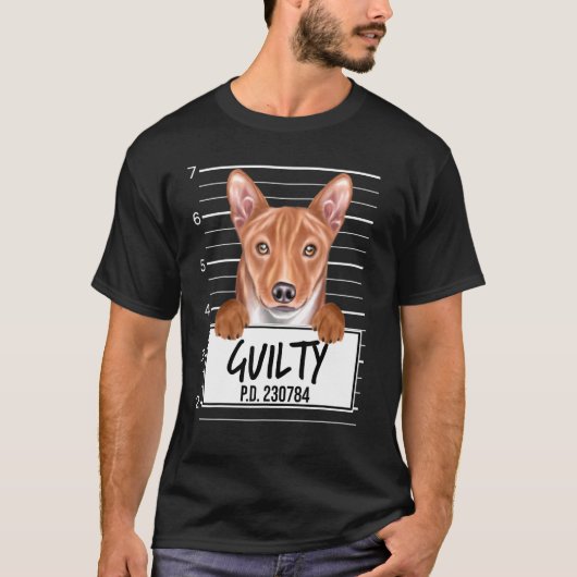 T-shirt Basenji Mugshot Chien coupable (Devant)