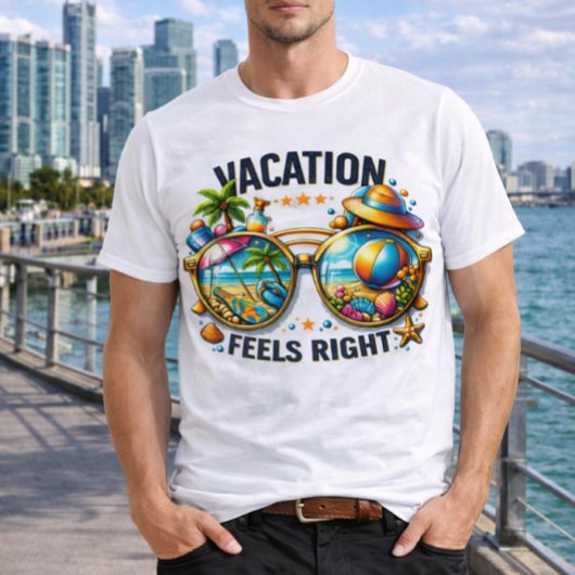 T-shirt basic pour hommes "Vacation Feels Right" É