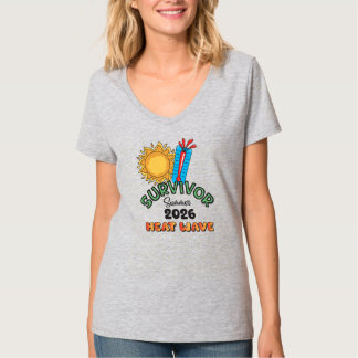 T-shirt basique à col en V pour femme Vague de cha