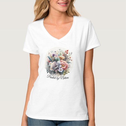 T-shirt basique à col en V pour femmes (Devant)