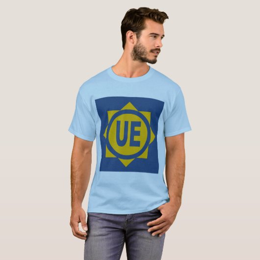 T-shirt basique bleu hommes Design UE (Devant entier)