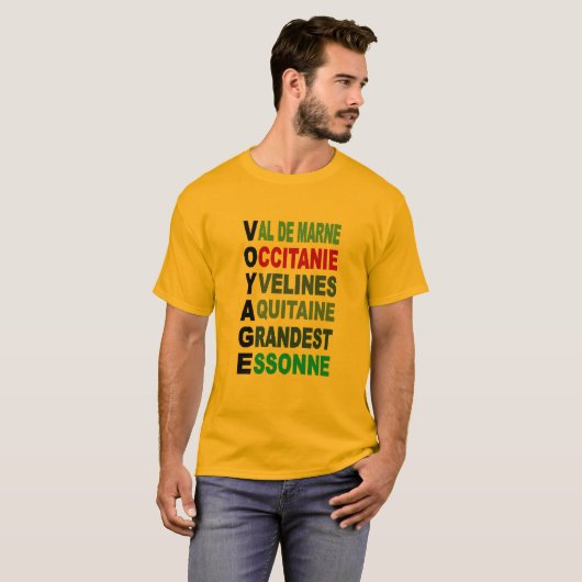 T-shirt basique doré  VOYAGE (Devant entier)