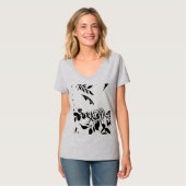 T-shirt basique fleuri délavé gris, PETIT (Devant entier)