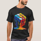 T-Shirt Basique Foncé Melting Rubix cube (Devant)