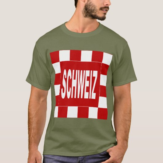 T-shirt basique foncé vert kaki SCHWEIZ (Devant)
