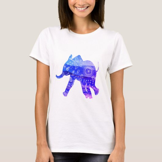 T-shirt basique pour éléphant Mandala, blanc (Devant)
