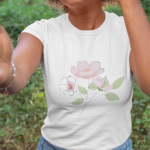 T-Shirt basique pour femmes à fleurs de cerisier