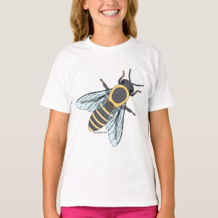 T-shirt basique pour fille - Abeille à miel (blanc