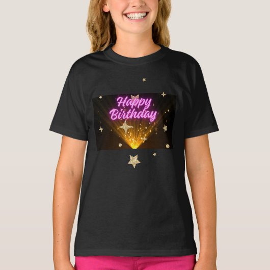 T-shirt basique pour filles d'anniversaire (Devant)