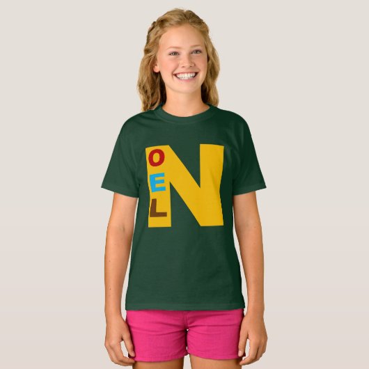 T-shirt basique vert foret Design NOEL (Devant entier)