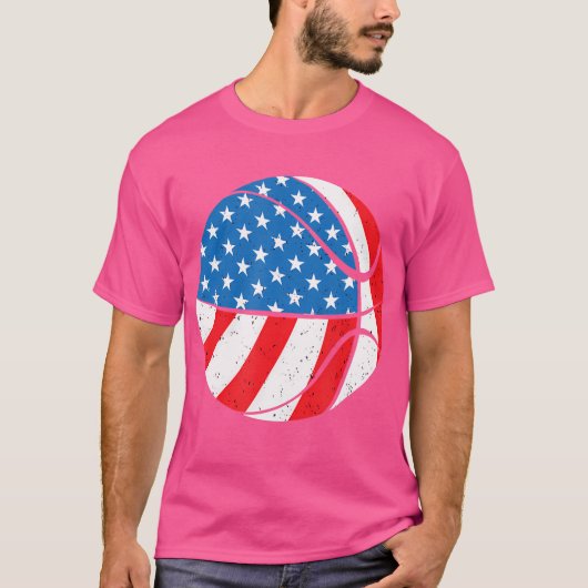 T-shirt Basket Ball 4 juillet Américain Drapeau Patrioti (Devant)