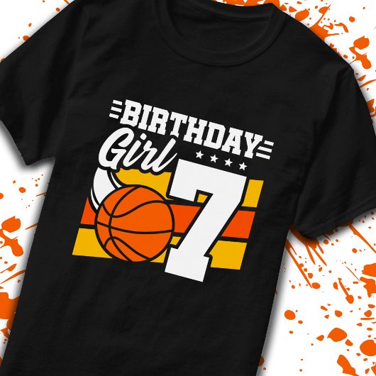 T-shirt Basket-ball Anniversaire 7 Année Jeune fille 7 Ann