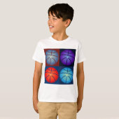 T-shirt Basket-ball Art Pop Quatre Couleurs (Devant entier)