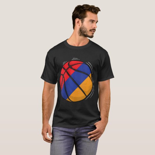 T-shirt Basket-Ball Avec Drapeau D'Arménie (Devant entier)