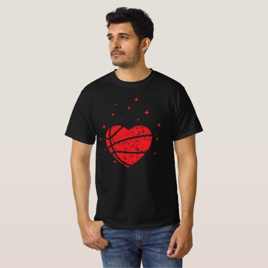 T-shirt Basket-ball Coeur drôle cadeau pour la Saint-Valen (Devant entier)