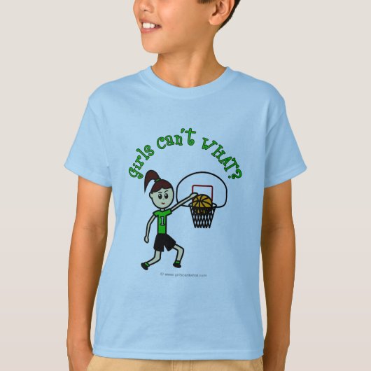 T-shirt Basket-ball des filles vertes (Devant)